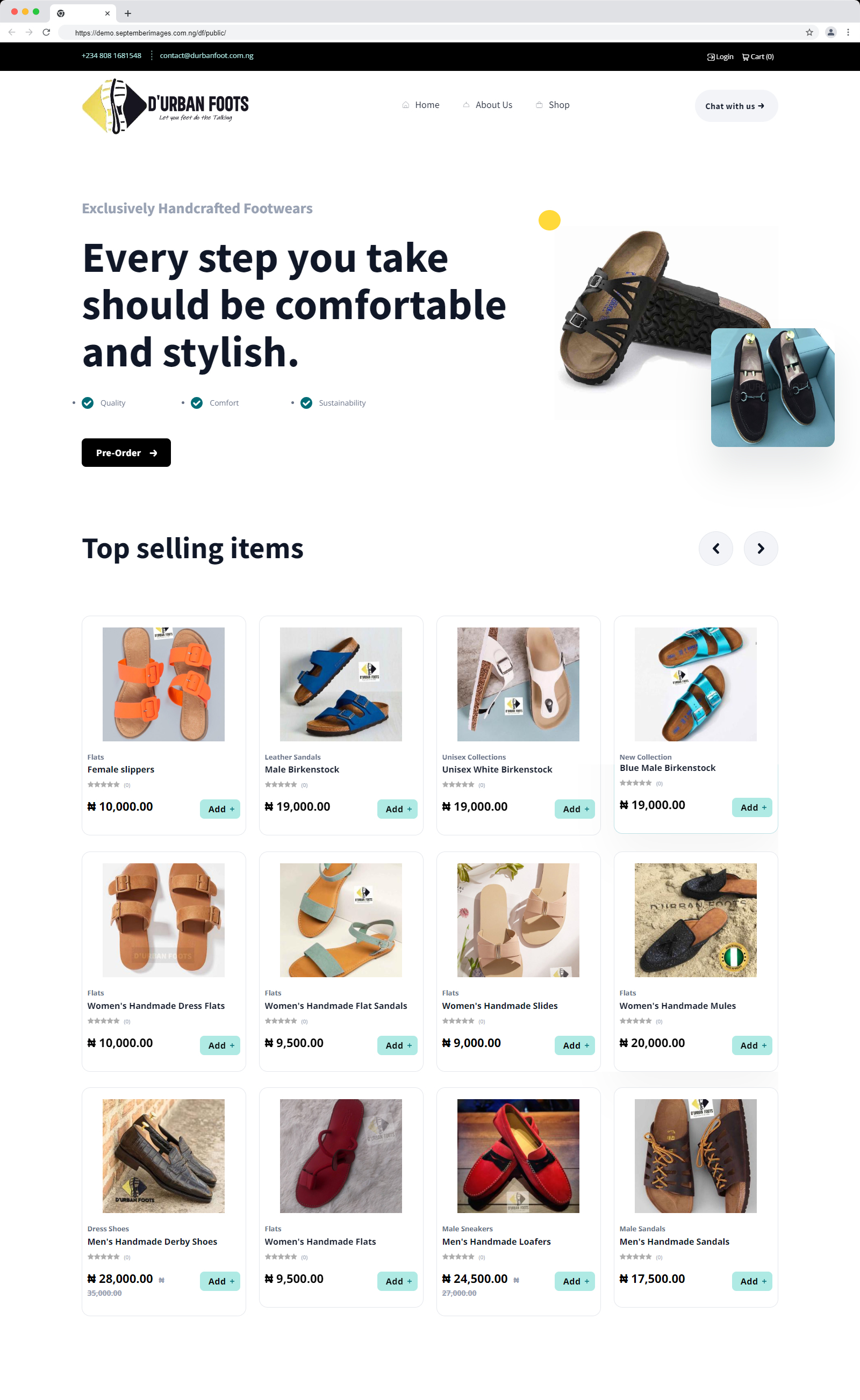 eCommerce Website for Durban foots