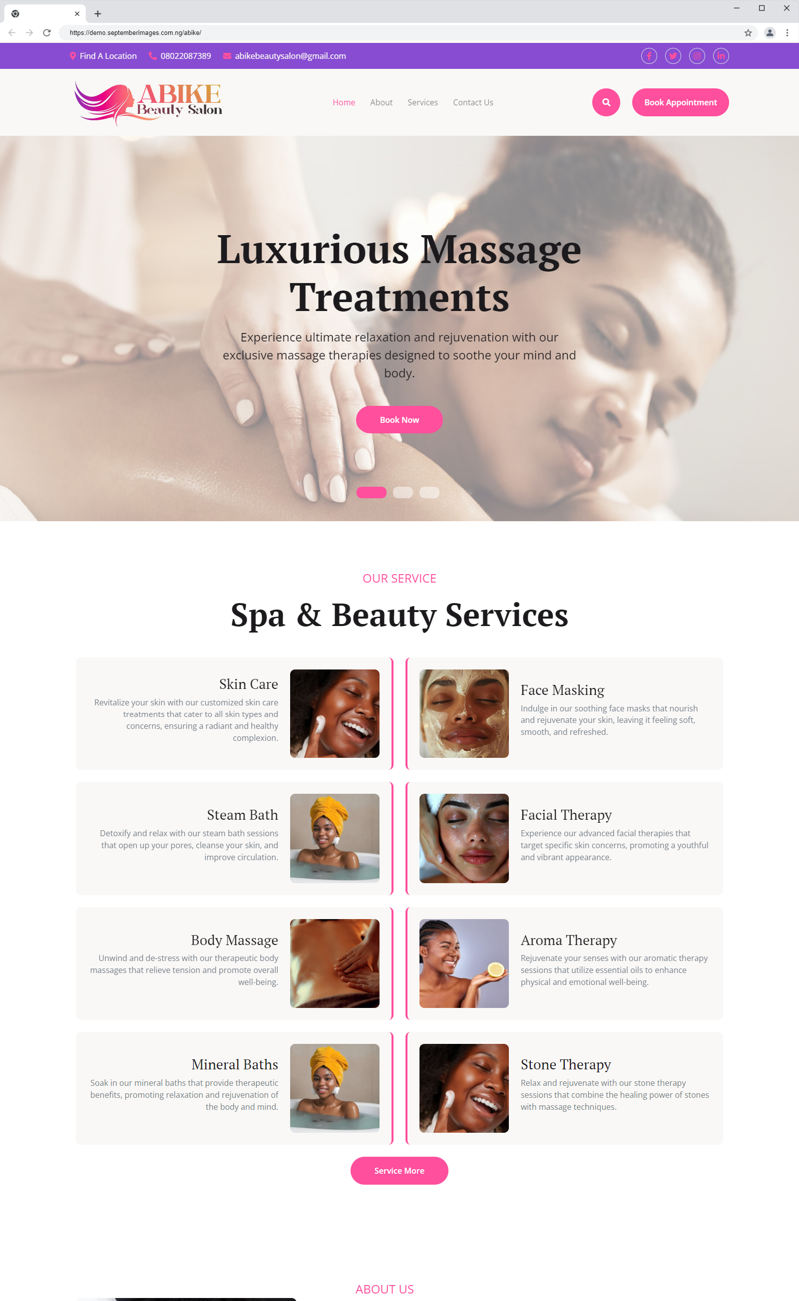 Responsive Website for Abike Beauty Salon