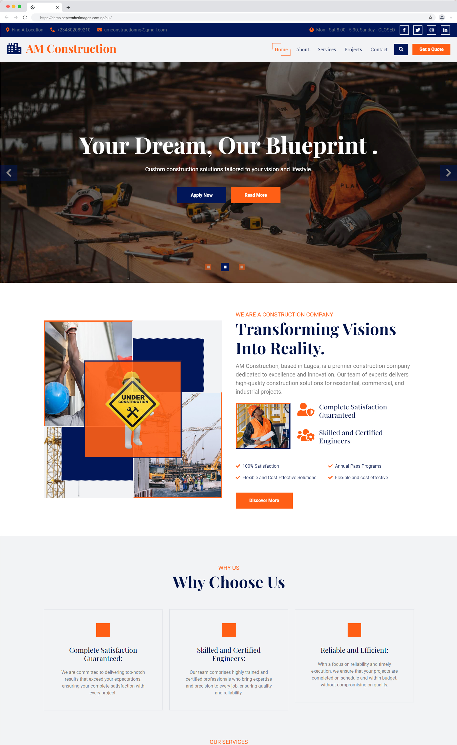 Responsive Website for AM Construction